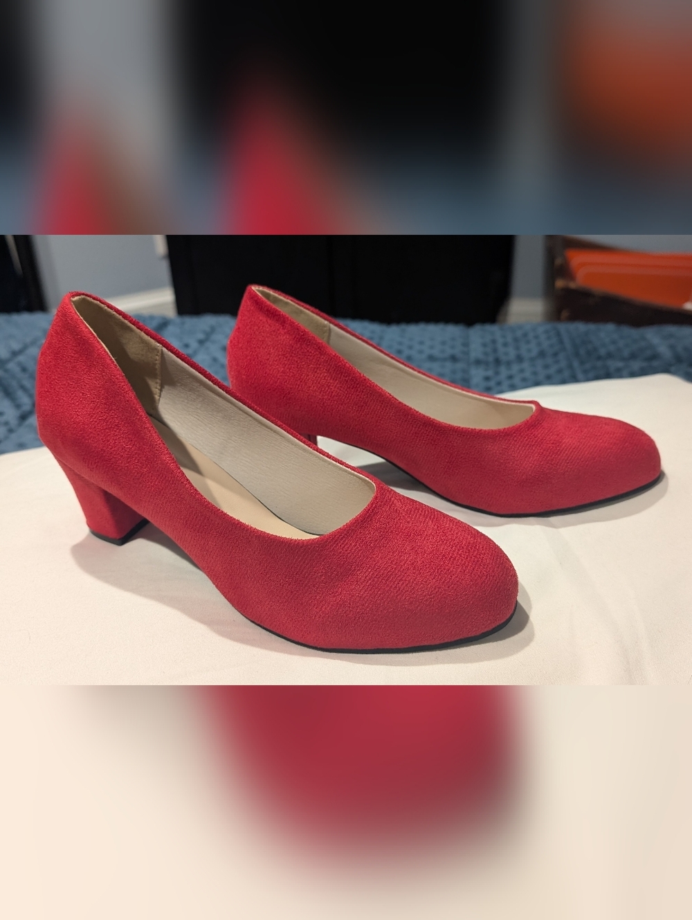 Red Suede Pumps